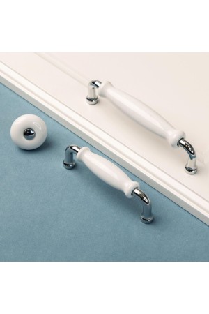 Ручка-кнопка, с фарфором хром/белый