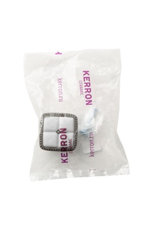 Ручка-кнопка с фарфором, старинное серебро/белый