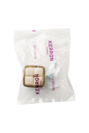 Ручка-кнопка с фарфором, 96 мм, античная бронза/беж