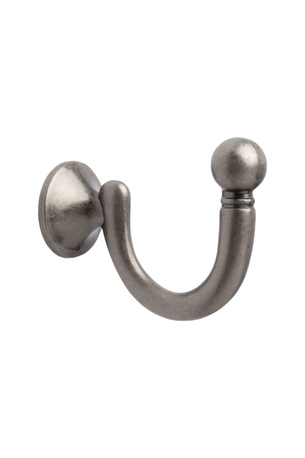 Крючок мебельный однорожковый, черненый старинный цинк