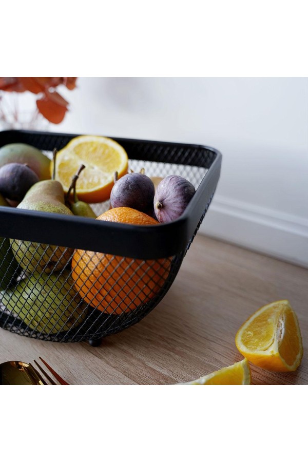 Корзина для фруктов квадратная, черный матовый