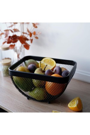 Корзина для фруктов квадратная, черный матовый
