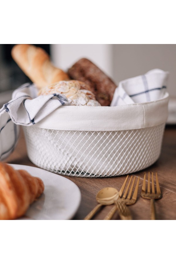 Корзина для хлеба круглая, матовый белый