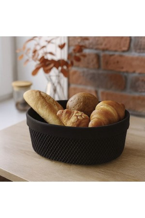 Корзина для хлеба круглая, черный матовый