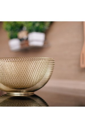 Корзина для фруктов круглая, матовое золото