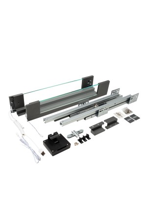 Система Lembox со стеклянными боковинами и LED-подсветкой, H=84, L=500, серый