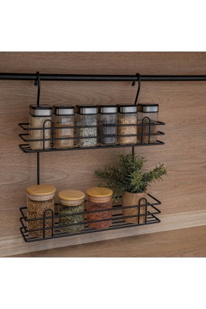 Полка для специй двухъярусная тип-2, черный матовый