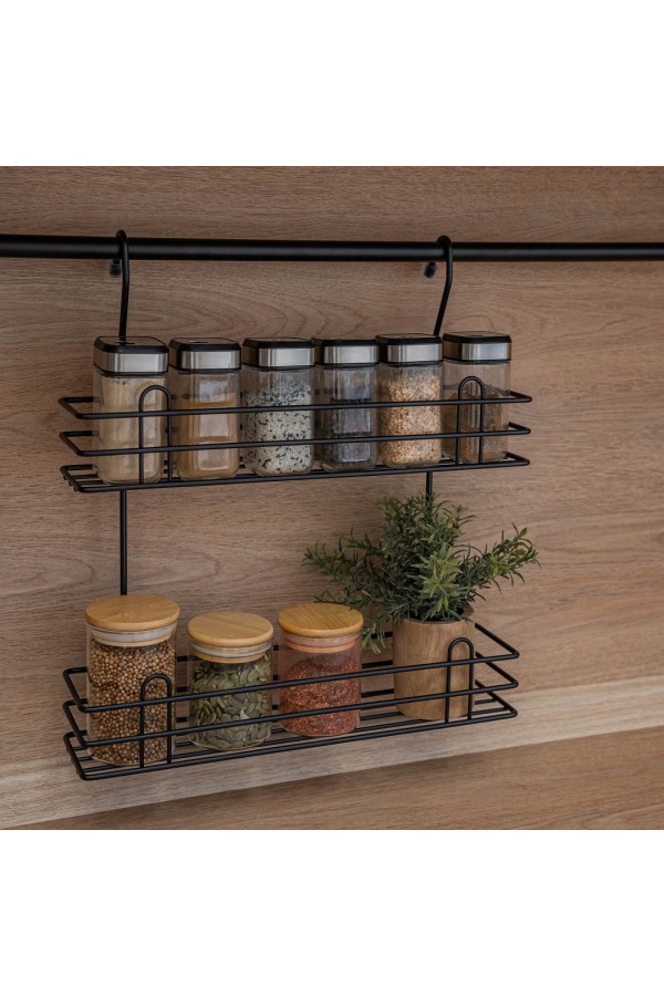 Полка для специй двухъярусная тип-2, черный матовый