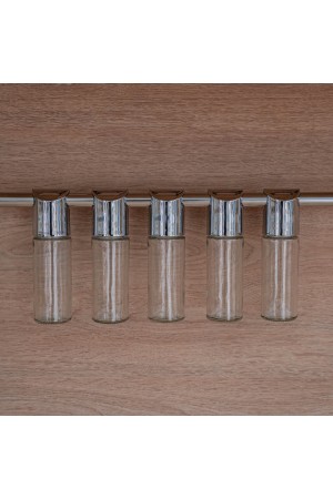 Набор навесных баночек на рейлинг из 5 шт, хром