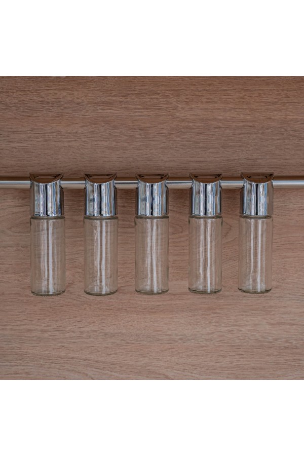 Набор навесных баночек на рейлинг из 5 шт, хром