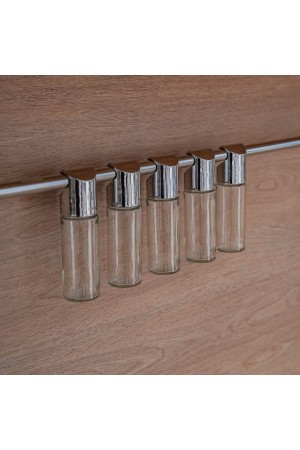Набор навесных баночек на рейлинг из 5 шт, хром