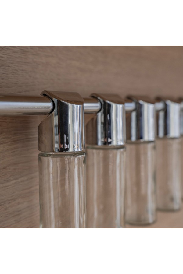 Набор навесных баночек на рейлинг из 5 шт, хром