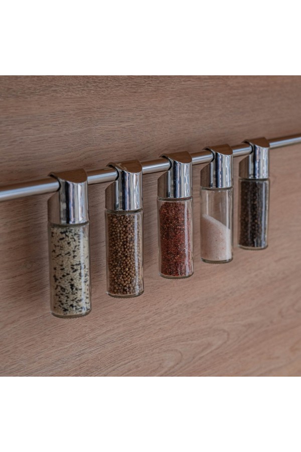 Набор навесных баночек на рейлинг из 5 шт, хром