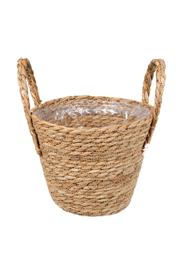 Кашпо плетеное "Сафари" с ручками, Д215 Ш215 В190, натуральный