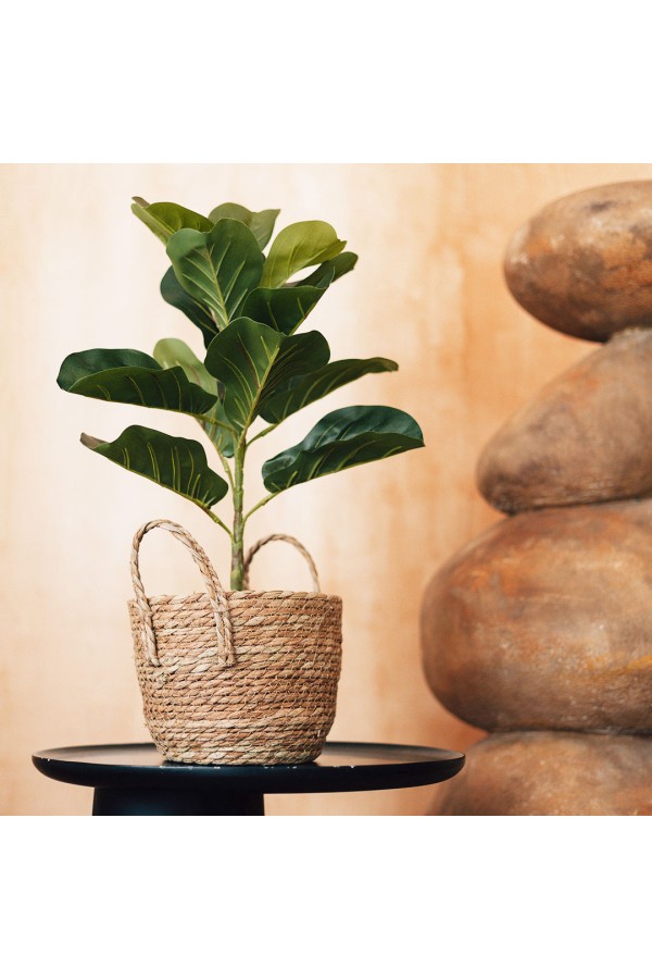 Кашпо плетеное "Сафари" с ручками, Д215 Ш215 В190, натуральный