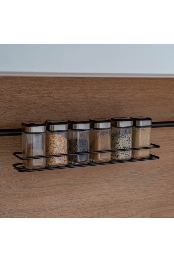Полка для специй короткая, черный матовый