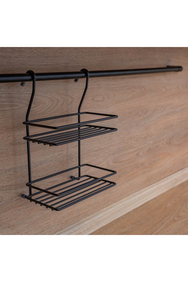 Полка двухъярусная малая, черный матовый