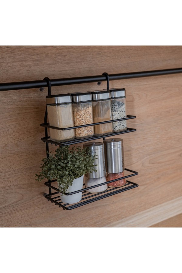 Полка двухъярусная малая, черный матовый