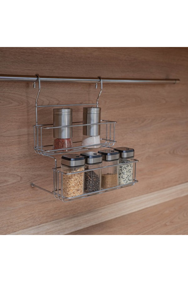 Полка двухъярусная малая для банок, хром