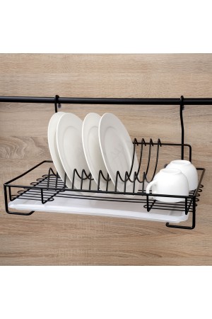 Сушка для посуды навесная с поддоном, черный матовый