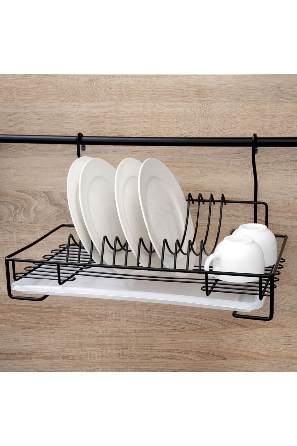 Сушка для посуды навесная с поддоном, черный матовый