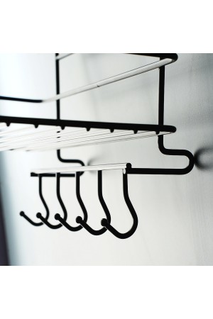 Полка на рейлинг большая с крючками, черный матовый