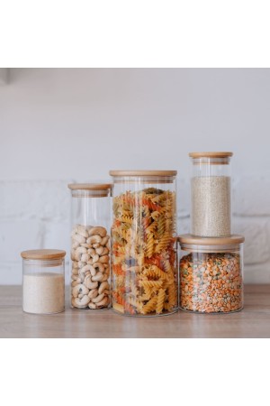 Банка с бамбук.крышкой, Д100 Ш100 В100, 650 мл, прозрачный