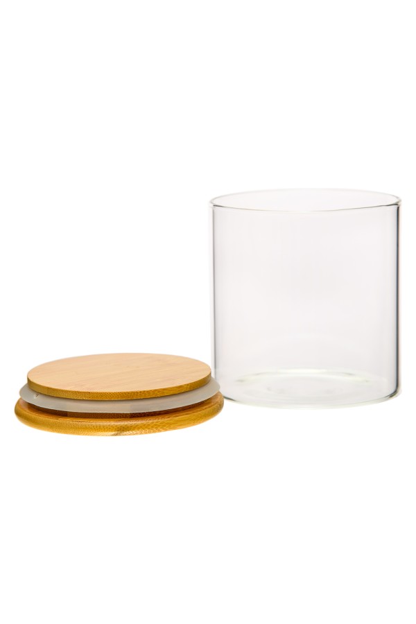 Банка с бамбук.крышкой, Д100 Ш100 В100, 650 мл, прозрачный
