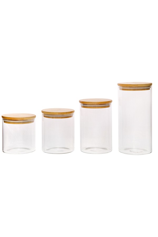 Банка с бамбук.крышкой, Д100 Ш100 В120, 750 мл, прозрачный
