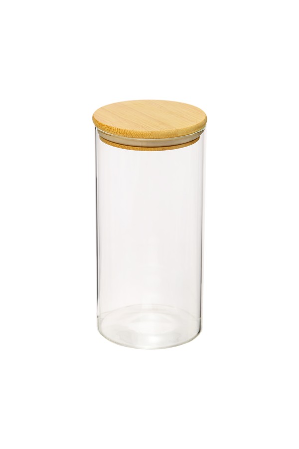 Банка с бамбук.крышкой, Д100 Ш100 В200, 1300 мл, прозрачный
