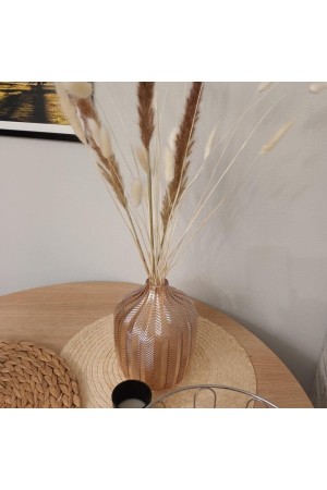 Декоративная стеклянная ваза, Д140 Ш140 В190, бежевый