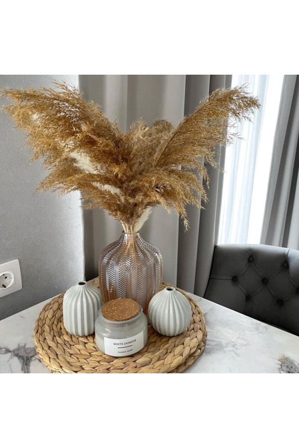 Декоративная стеклянная ваза, Д140 Ш140 В190, бежевый