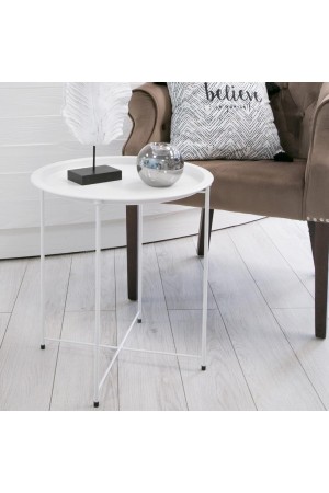 Столик складной металлический, Д470 Ш470 В505, белый