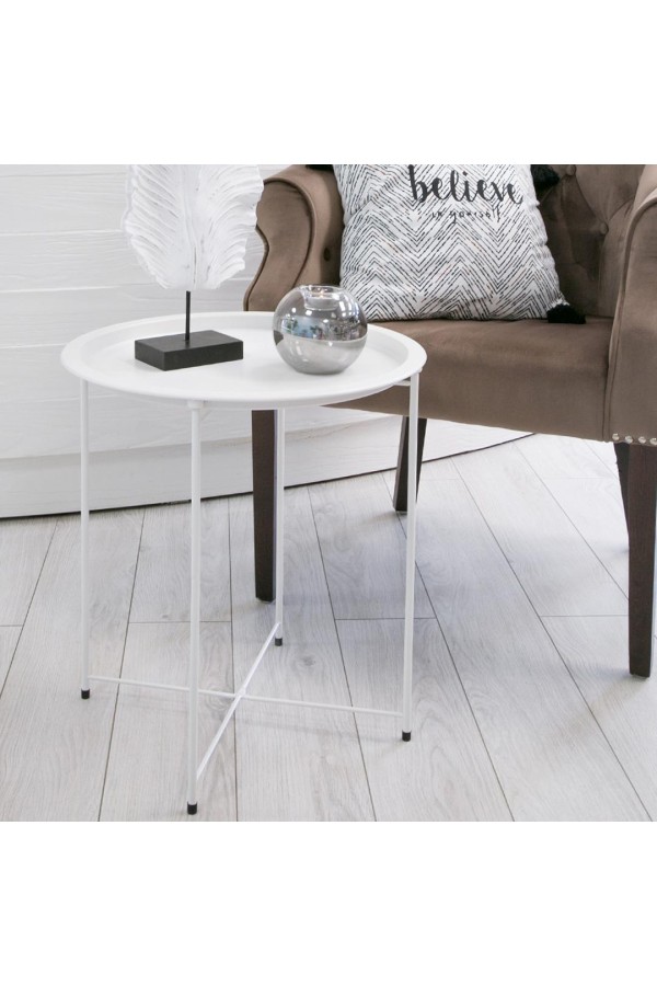 Столик складной металлический, Д470 Ш470 В505, белый