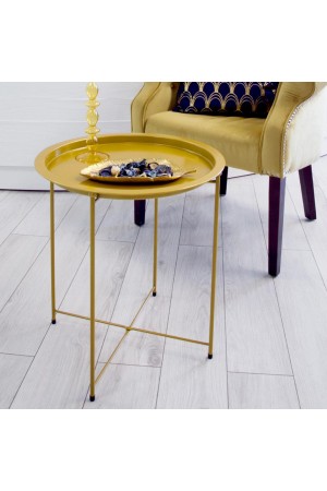 Столик складной металлический, Д470 Ш470 В505, золотой