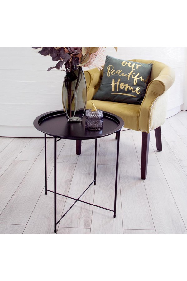 Столик складной металлический, Д470 Ш470 В505, черный