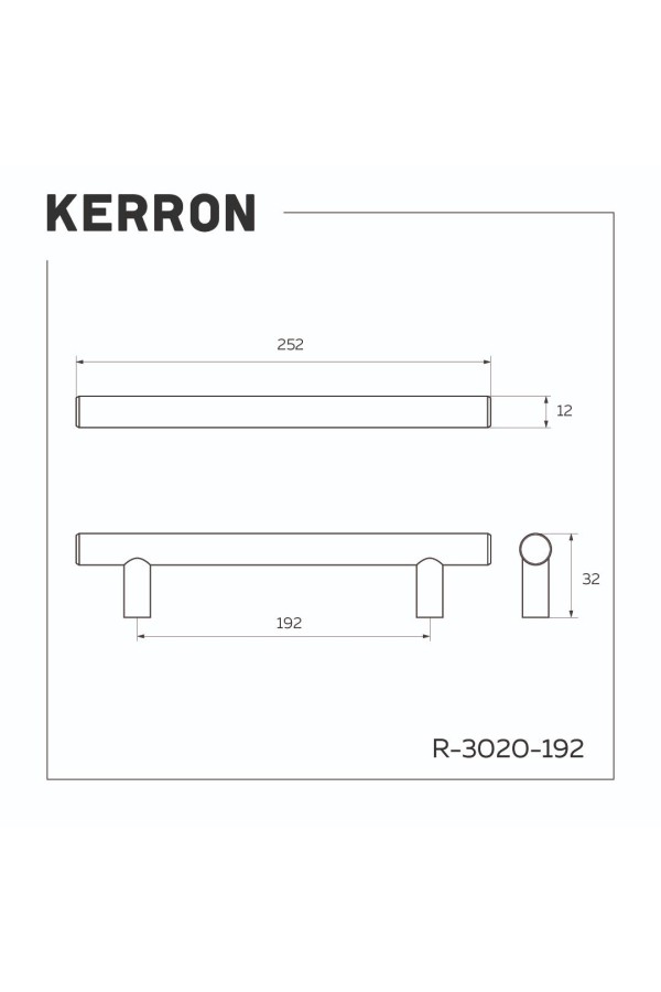 Ручка-рейлинг Ø12 мм, 192 мм, черный хром