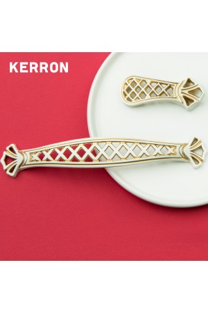 Ручка-кнопка, белый с золотом