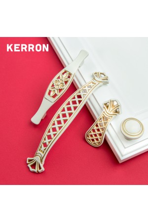 Ручка-скоба, 96 мм, белый с золотом