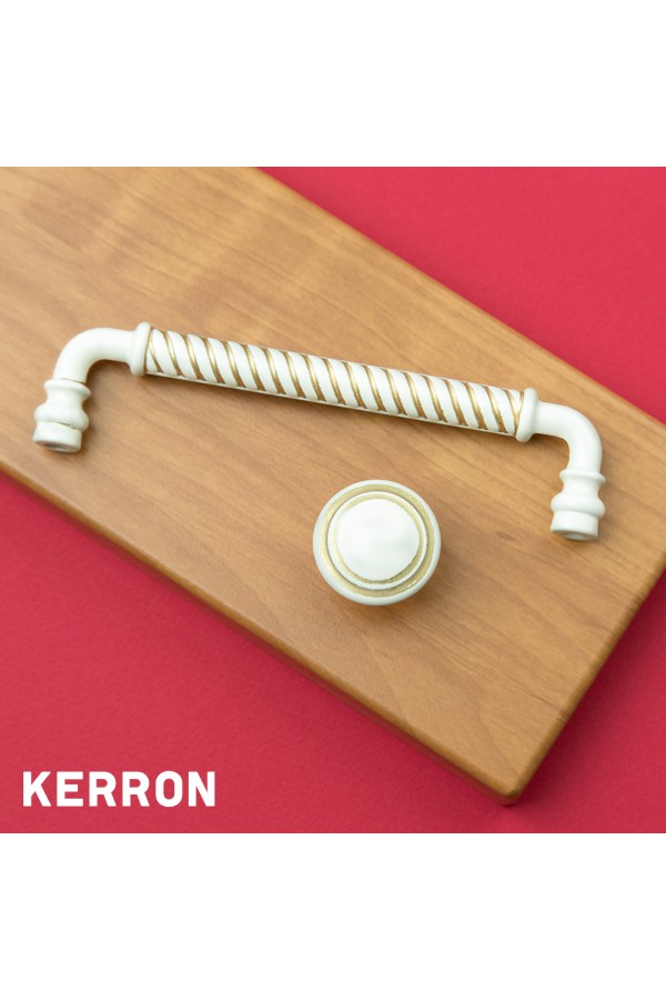 Ручка-скоба, 128 мм, белый с золотом