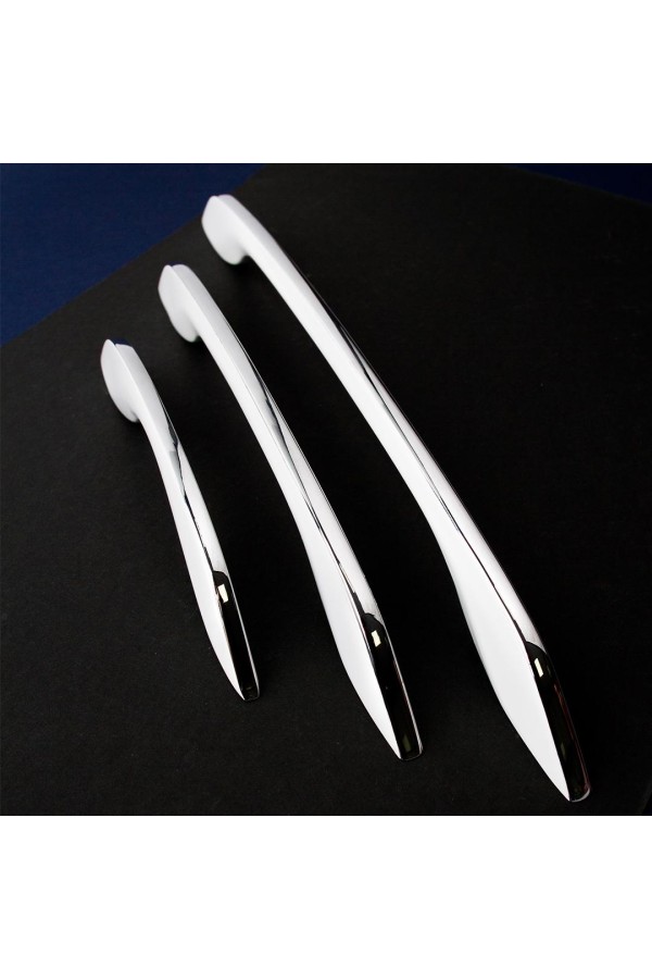 Ручка-скоба, 96(128) мм, белый/хром