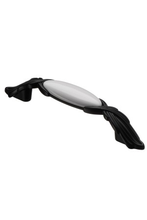 Ручка-скоба с фарфором, 96мм, матовый черный