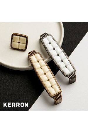 Ручка-скоба с фарфором, 96 мм, старинное серебро/белый