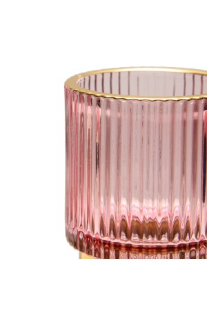 Декоративный подсвечник из цветного рельефного стекла, Д70 Ш70 В80, розовый