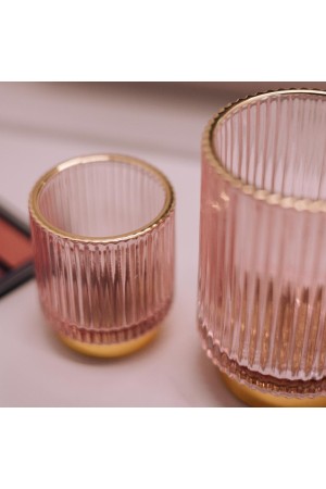 Декоративный подсвечник из цветного рельефного стекла, Д70 Ш70 В80, розовый