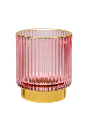 Декоративный подсвечник из цветного рельефного стекла, Д70 Ш70 В80, розовый