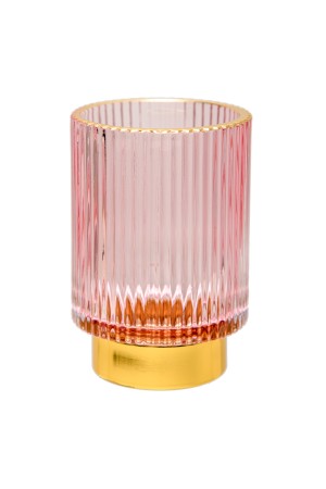 Декоративный подсвечник из цветного рельефного стекла, Д85 Ш85 В130, розовый