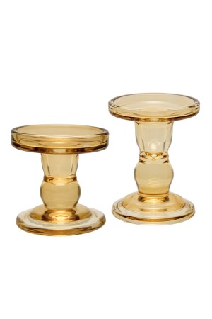 Стеклянный подсвечник, Д85 Ш85 В110, бежевый