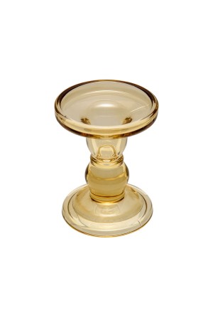 Стеклянный подсвечник, Д85 Ш85 В110, бежевый