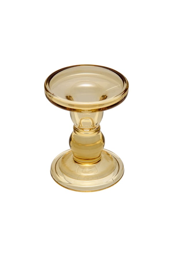 Стеклянный подсвечник, Д85 Ш85 В110, бежевый